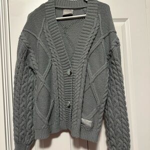 Taylor Swift The Tortured Poets Department Gray Cable Knit Women's Sweater